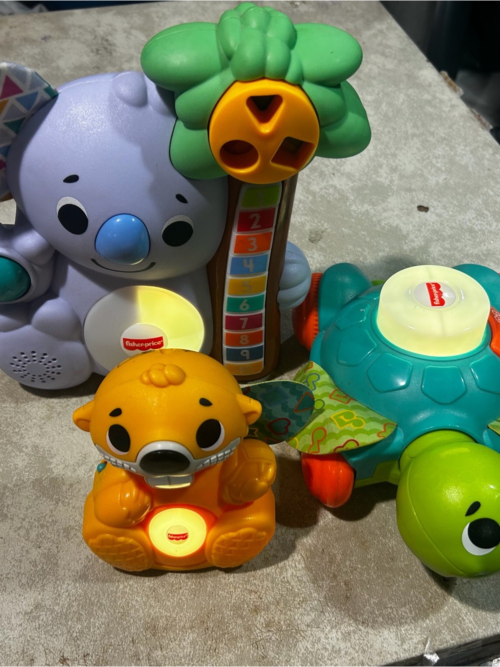 Fisher-Price 3 Linkimals Set Koala, Beaver & Turtle Baby Learning Toy Set.